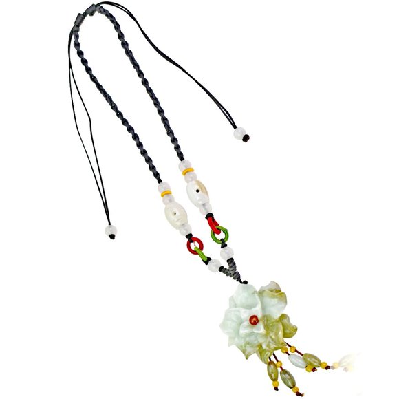 Chrysanthemum Flower Jade Necklace Pendant - Picture 5 of 5